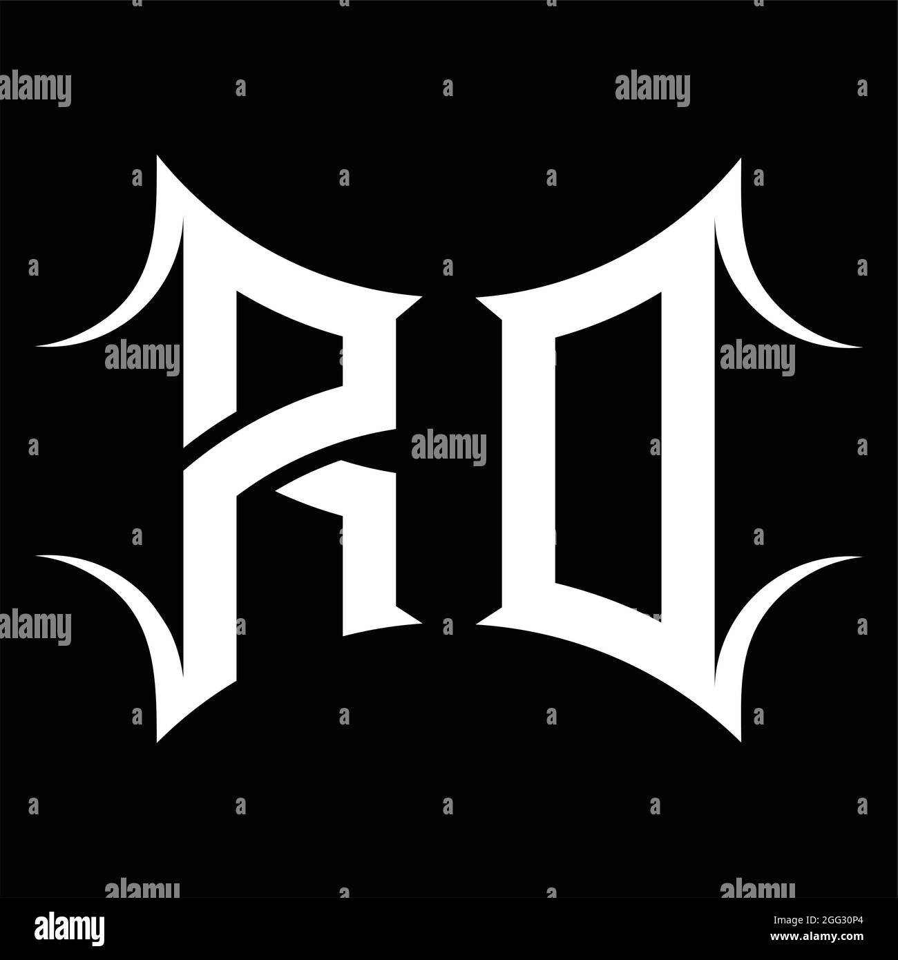 RD logo monogramme avec modèle de motif de fond noir de forme abstraite Illustration de Vecteur