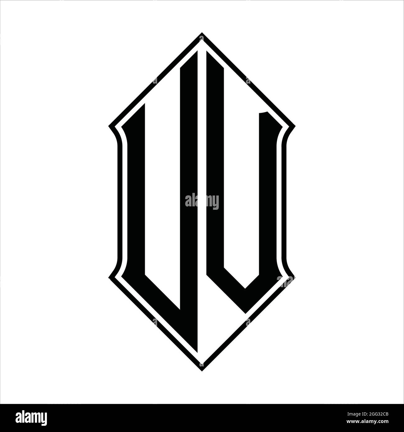 Logo UV monogramme avec forme de protection et contour noir modèle de conception vecteur icône résumé Illustration de Vecteur