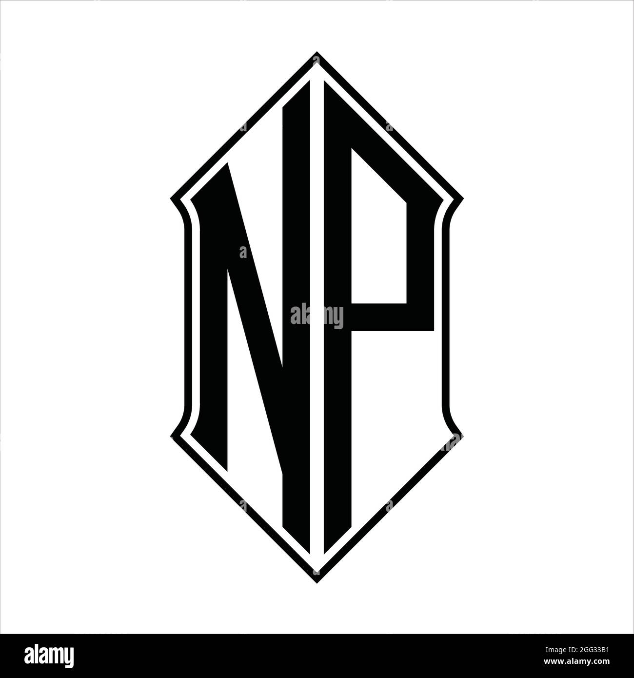 NP logo monogramme avec forme de protection et contour noir modèle de conception vecteur icône résumé Illustration de Vecteur