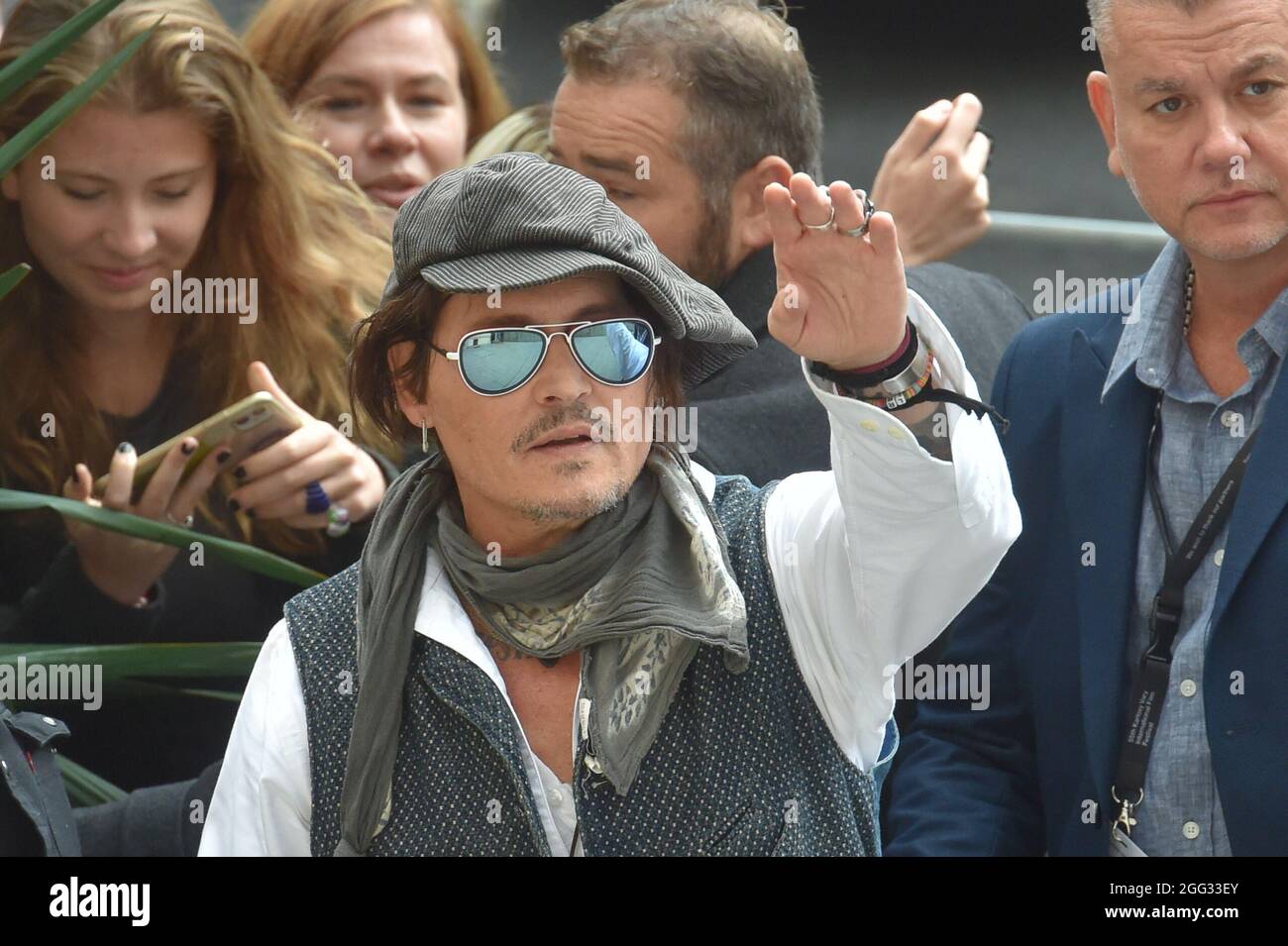 Karlovy Vary, République tchèque. 28 août 2021. L'acteur américain Johnny Depp vient à une présentation du film Minamata au 55e Festival international du film de Karlovy Vary (KVIFF), le 28 août 2021, à Karlovy Vary, République tchèque. Crédit: Slavomir Kubes/CTK photo/Alamy Live News Banque D'Images