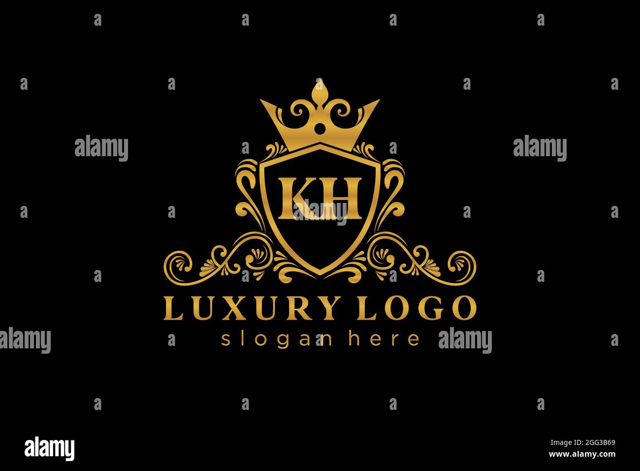 Modèle de logo KH Letter Royal Luxury dans les illustrations vectorielles pour les restaurants, les Royalty, les boutiques, les cafés, les hôtels, Heraldic, bijoux, mode et autres illustrations vectorielles Illustration de Vecteur