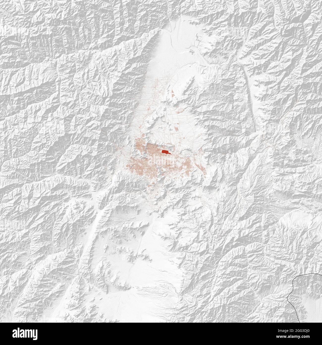 Carte de Kaboul, rues, carte de la capitale. Vue sur le satellite. Afghanistan. Asie. Banque D'Images