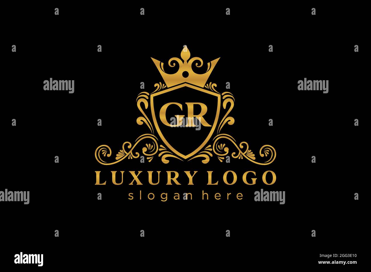 Modèle de logo GR Letter Royal Luxury dans les illustrations vectorielles pour les restaurants, les royalties, les boutiques, les cafés, les hôtels, Heraldic, bijoux, mode et autres illustrations vectorielles Illustration de Vecteur