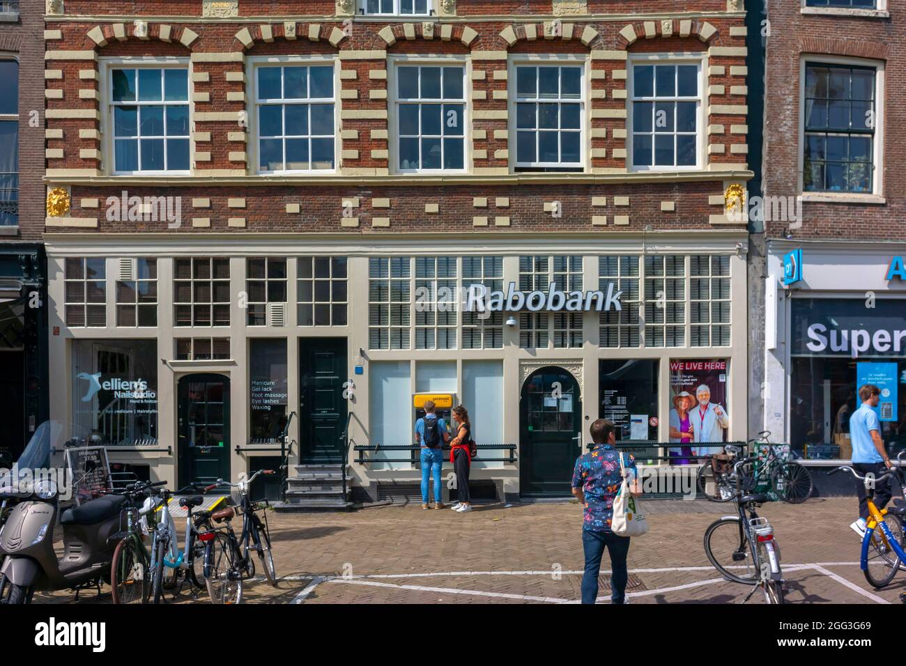 Amsterdam, Hollande, scènes de rue, Rabobank Building, façade, façades de magasins, banque privée, centre-ville Banque D'Images