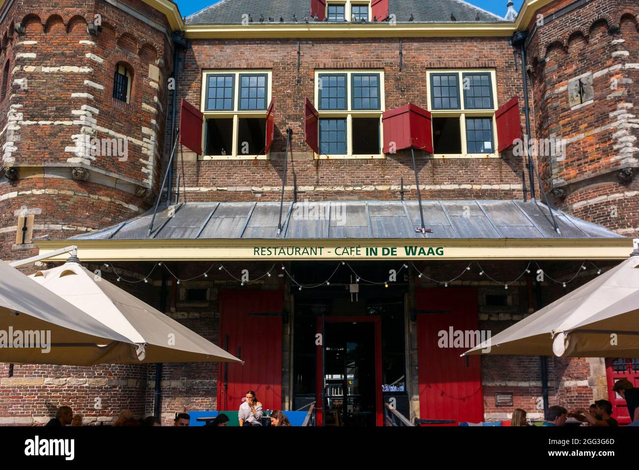 Amsterdam, pays-Bas, Restaurant et café hollandais, avant, terrasse, « Cafe in de Waag » Banque D'Images