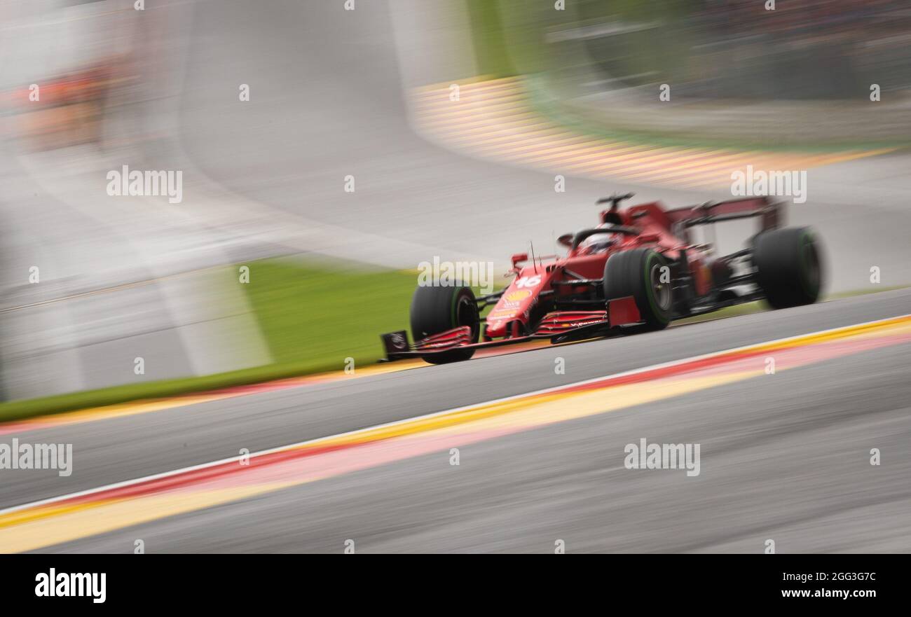 Charles Leclerc, pilote monégasque de Ferrari, les qualifications pour demain course du Grand Prix de Belgique de Formule 1 Spa-Francorch Banque D'Images