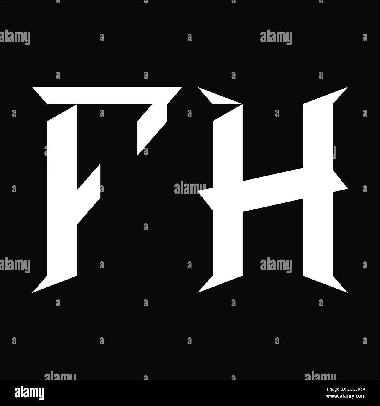 Logo FH monogramme avec forme de coupe, fond noir Illustration de Vecteur