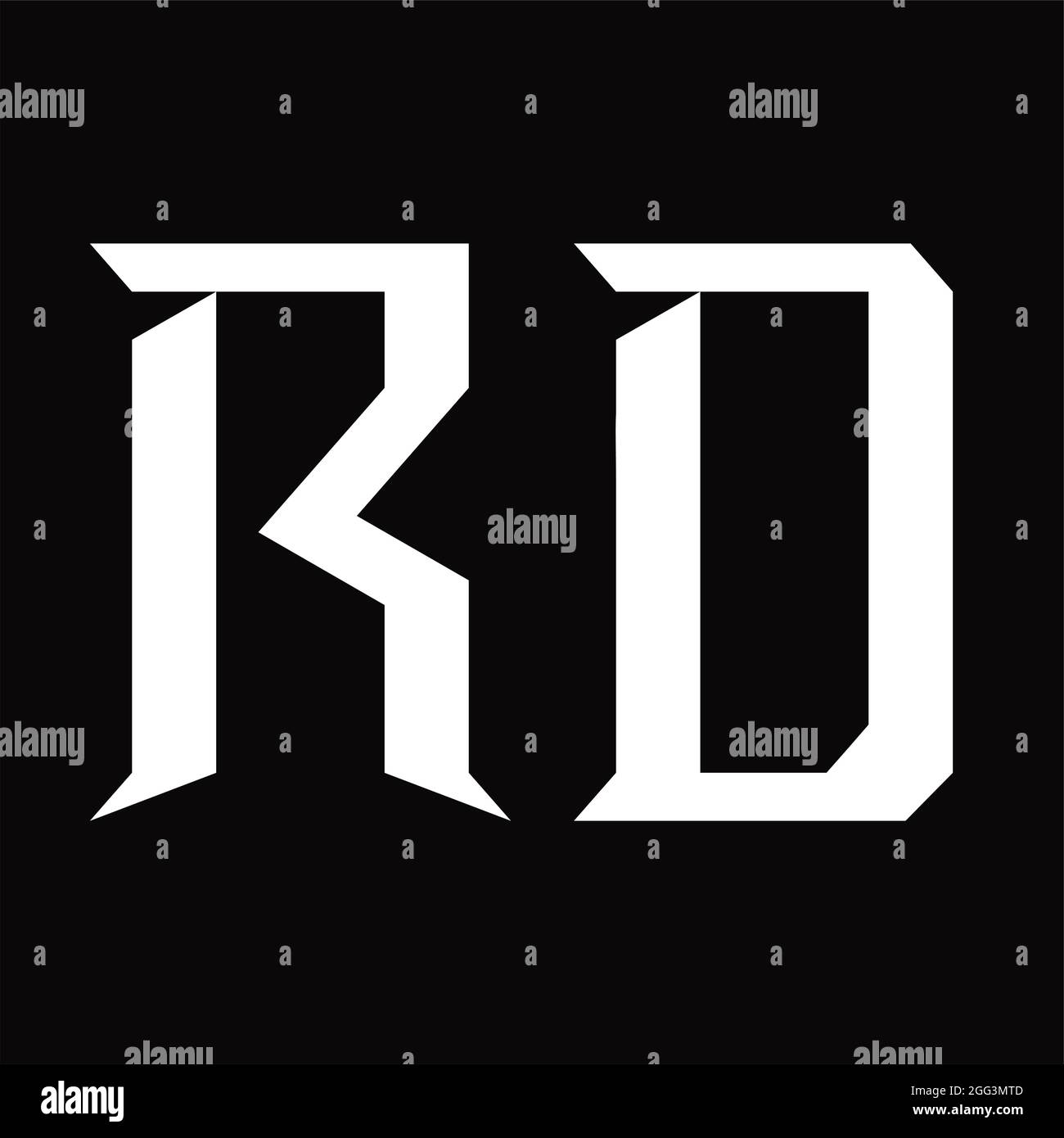 RD logo monogramme avec forme de tranche fond noir modèle Illustration de Vecteur