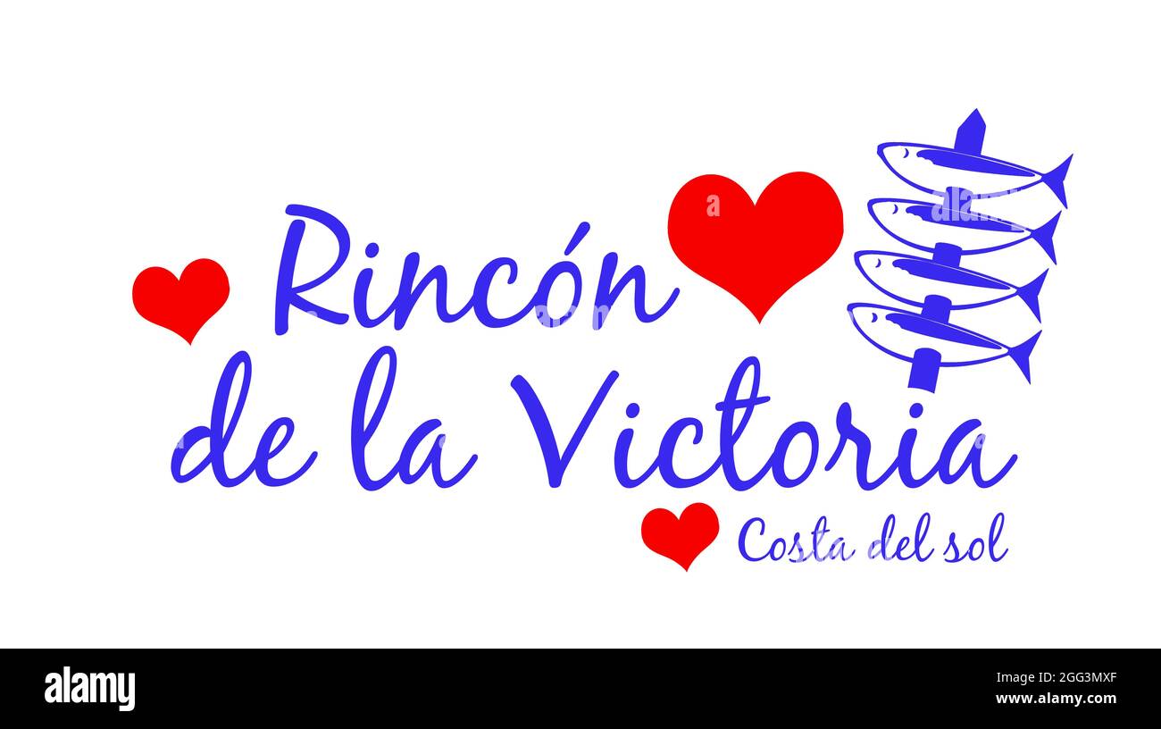 Logo Rincon de la Victoria de style moderne. Logo Sardine Skewer pour souvenirs Banque D'Images