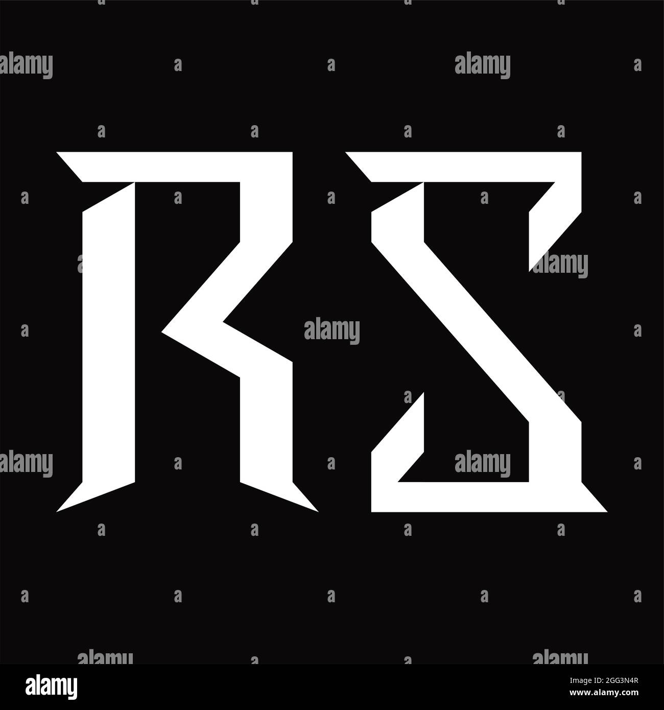 Modèle de monogramme RS avec forme de coupe en fond noir Illustration de Vecteur