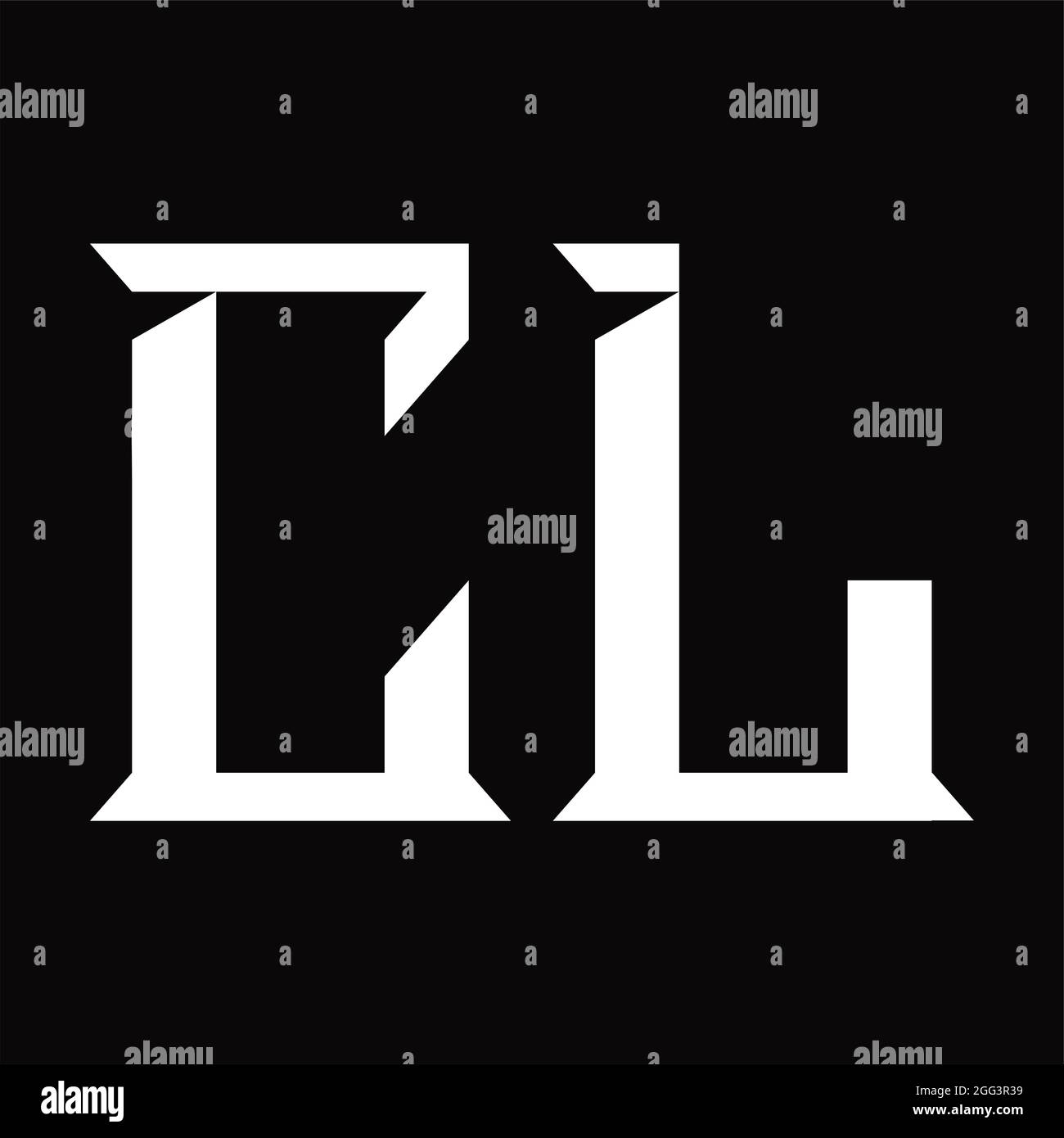 Logo CL monogramme avec forme en coupe fond noir Illustration de Vecteur