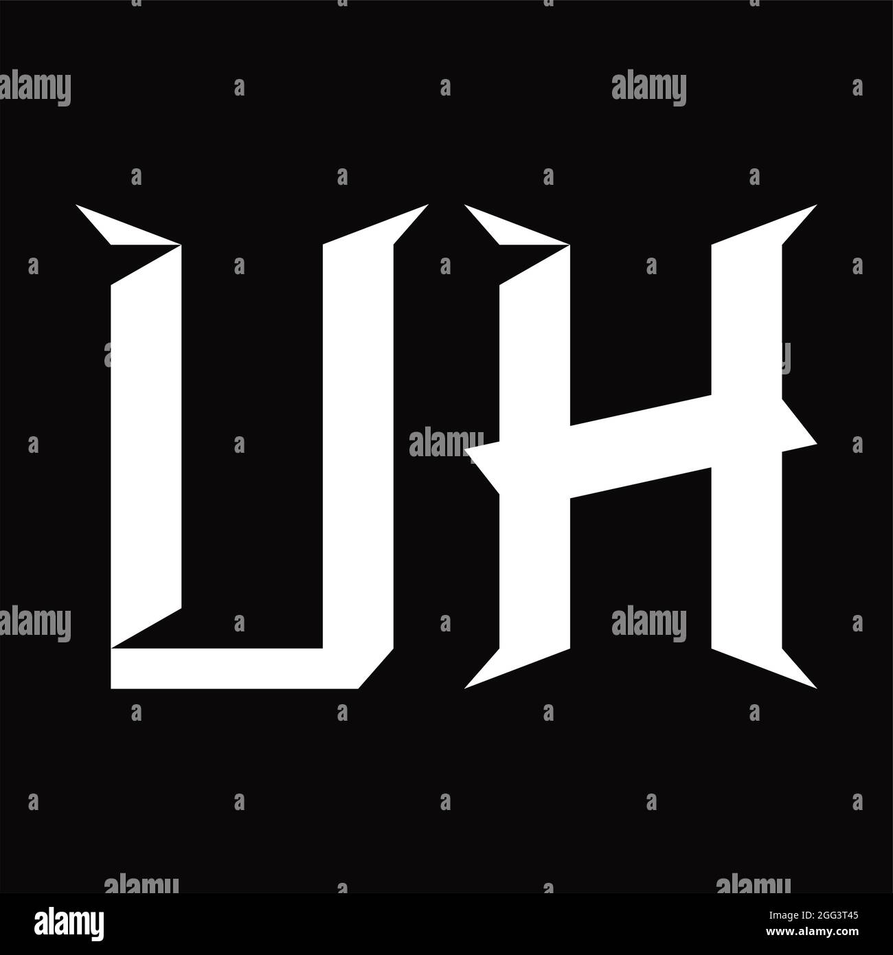 LOGO UH monogramme avec fond noir en forme de coupe Illustration de Vecteur