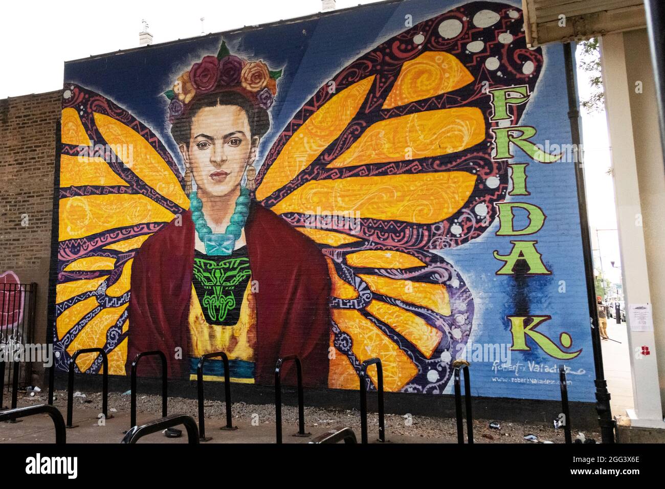 Street art mural de Frida Kahlo dans le quartier hispanique de Pilsen à
