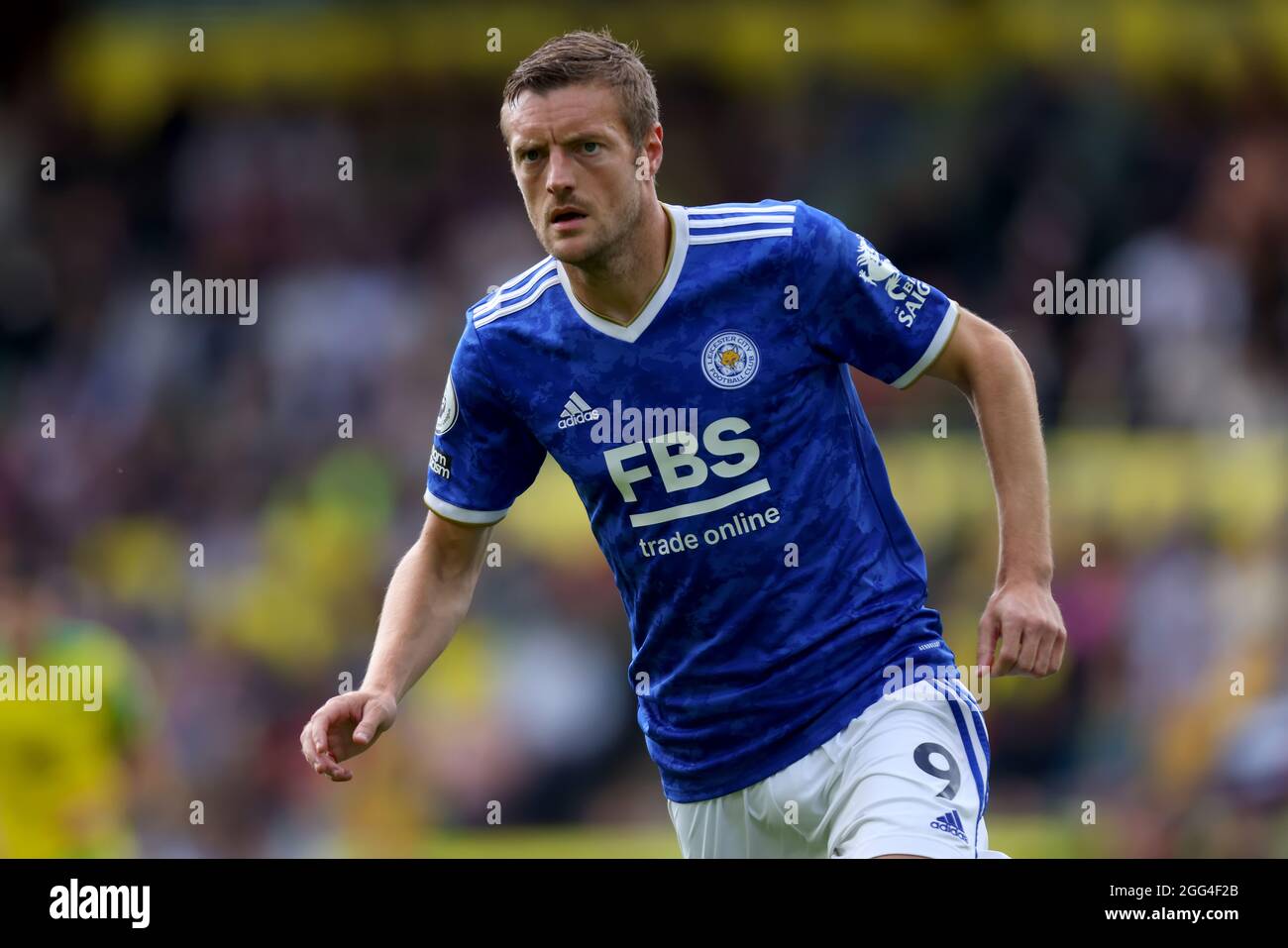 Carrow Road, Norwich, Norfolk, Royaume-Uni. 28 août 2021. Premier League football, Norwich contre Leicester; Jamie Vardy de Leicester City Credit: Action plus Sports/Alay Live News Banque D'Images