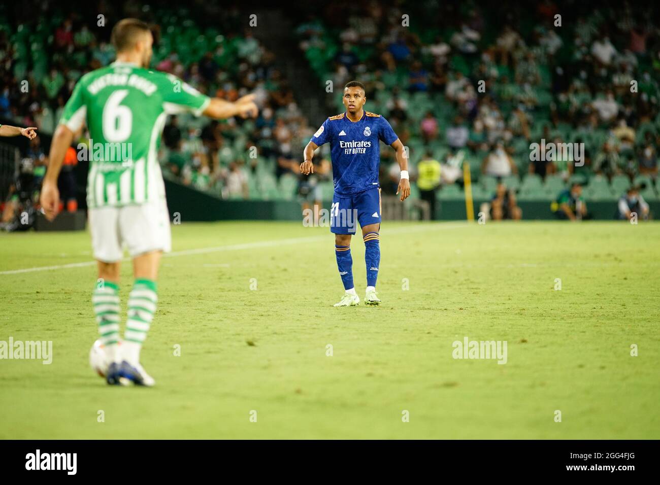 Séville, Espagne. 28 août 2021. Rodrygo est en action lors du match de la Liga Santander 2021/2022 entre Real Betis et Real Madrid au stade Benito Villamarin. (Note finale; Real Betis 0:1 Real Madrid) (photo de Francis Gonzalez/SOPA Images/Sipa USA) crédit: SIPA USA/Alay Live News Banque D'Images