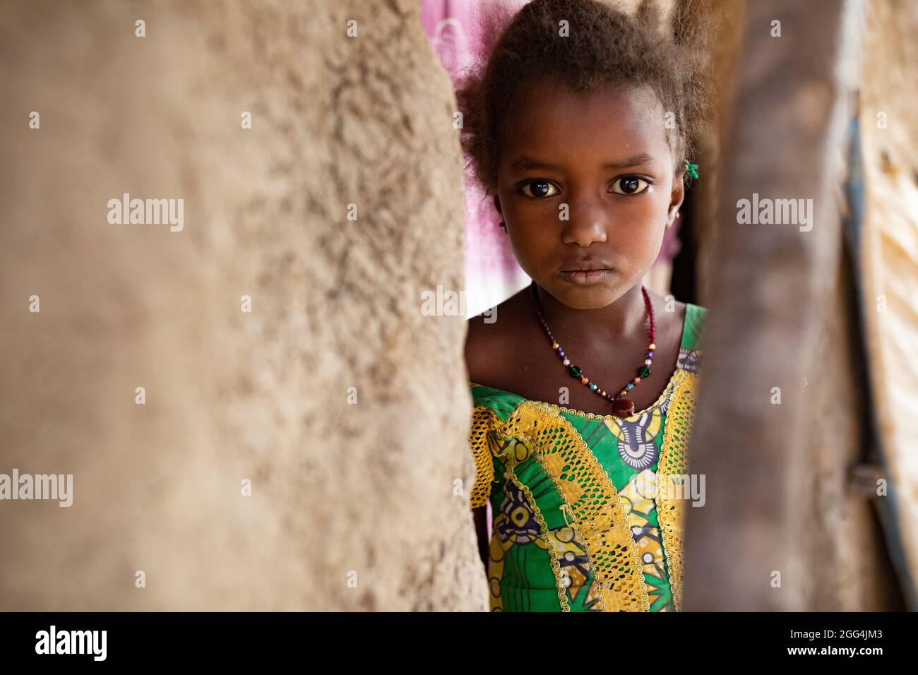 Portrait d'une jeune fille Fulani à Siemana, Mali, Afrique de l'Ouest. Banque D'Images