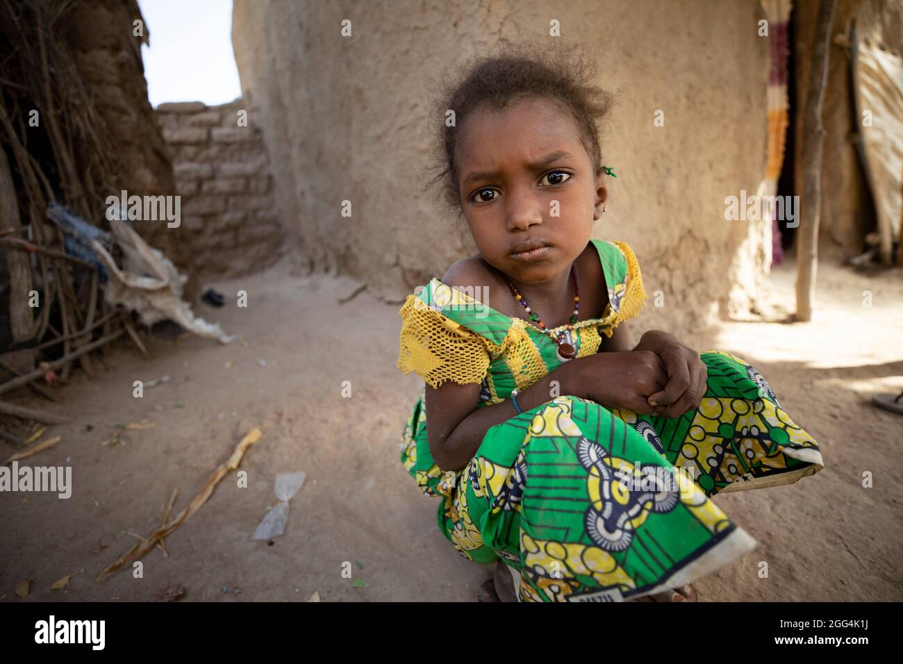 Portrait d'une jeune fille Fulani à Siemana, Mali, Afrique de l'Ouest. Banque D'Images