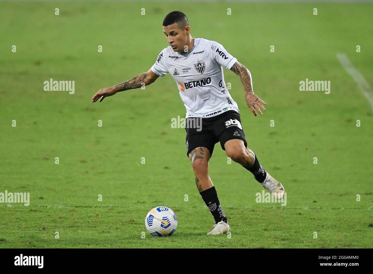 Rio de Janeiro, Brésil, 26 août 2021.Guilherme Arana joueur de football de l'équipe Atlético-MG, pendant le match contre Fluminense pour la Copa do Brasi Banque D'Images