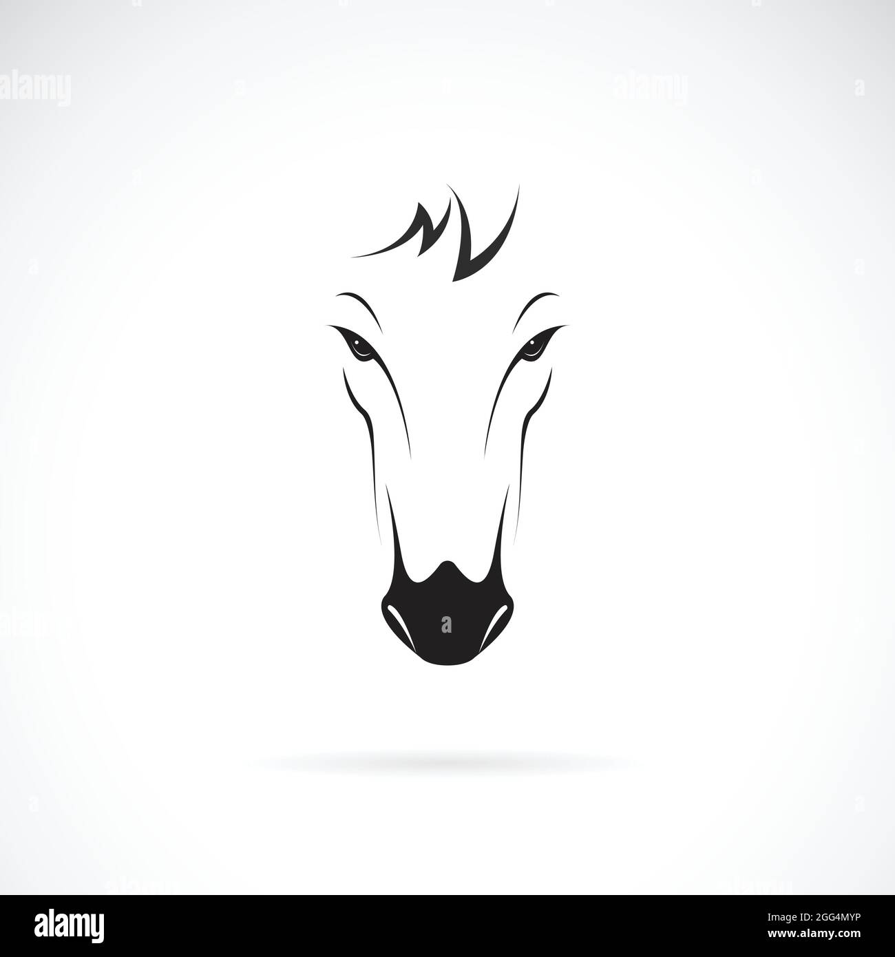 Vecteur d'une tête de cheval sur fond blanc. Animaux sauvages. Icône ou logo de la tête de cheval. Illustration vectorielle superposée facile à modifier. Illustration de Vecteur