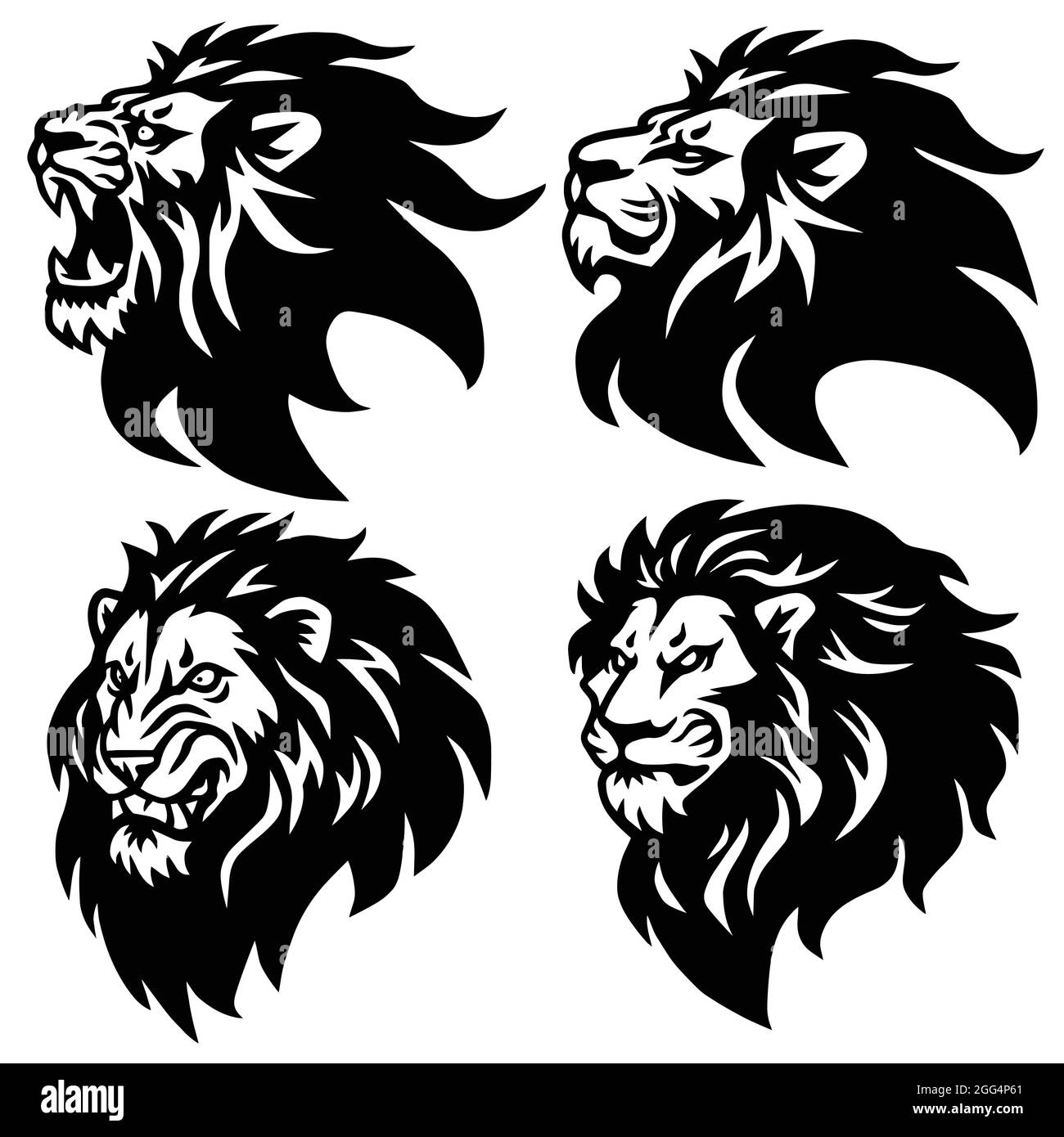 Ensemble logo Lion. Collection Premium Mascot Design. Illustration vectorielle Illustration de Vecteur