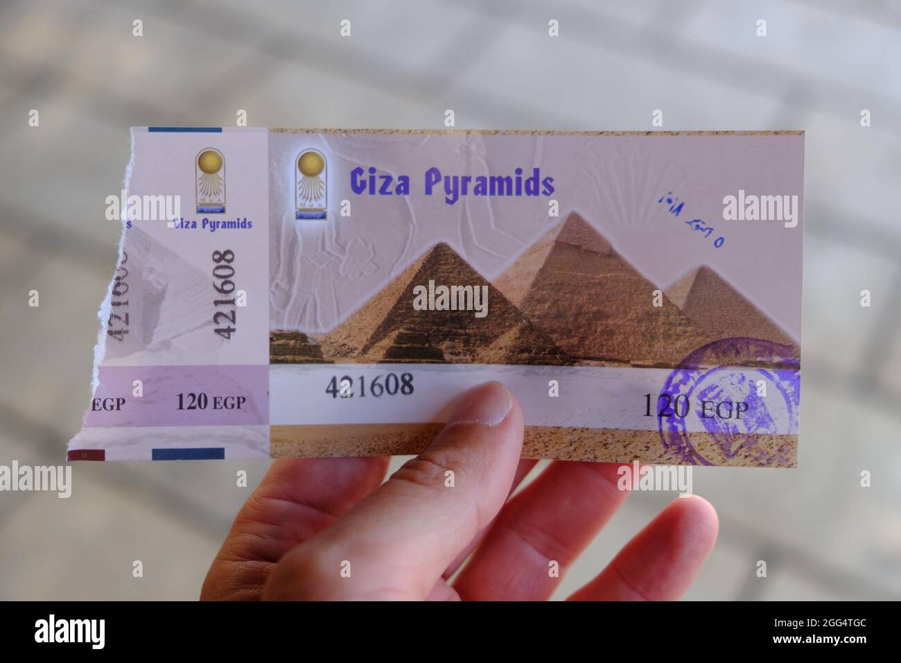 Égypte le Caire - billet d'entrée aux pyramides de Gizeh Banque D'Images