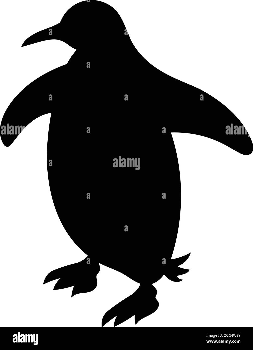 Randonnée à pied avec pingouins. Silhouette d'oiseau noir contre fond blanc sans ciel. Vecteur libre Illustration de Vecteur