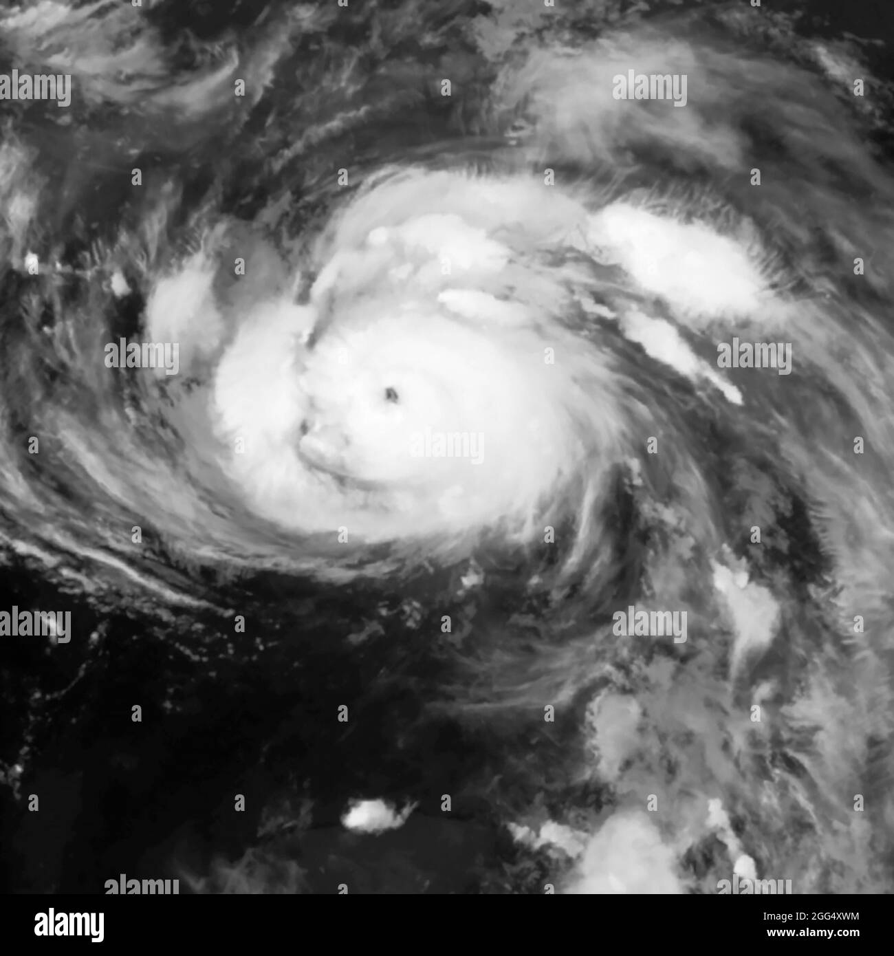 Vue satellite de l'ouragan Ida dans le golfe du Mexique approchant la Louisiane le samedi soir, le 28 août 2021. (ÉTATS-UNIS) Banque D'Images