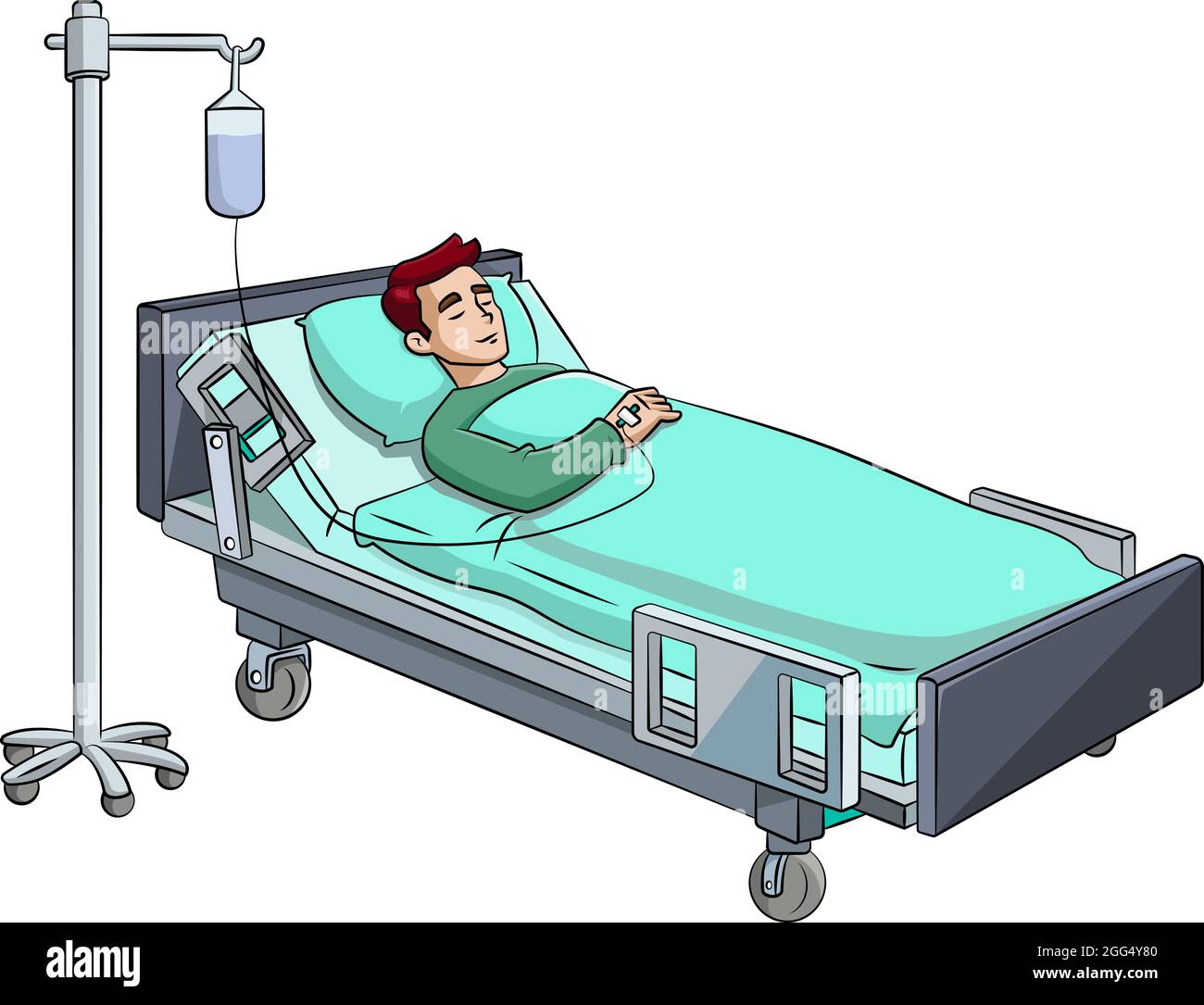 Illustration vectorielle d'un homme reposant dans un lit d'hôpital Illustration de Vecteur