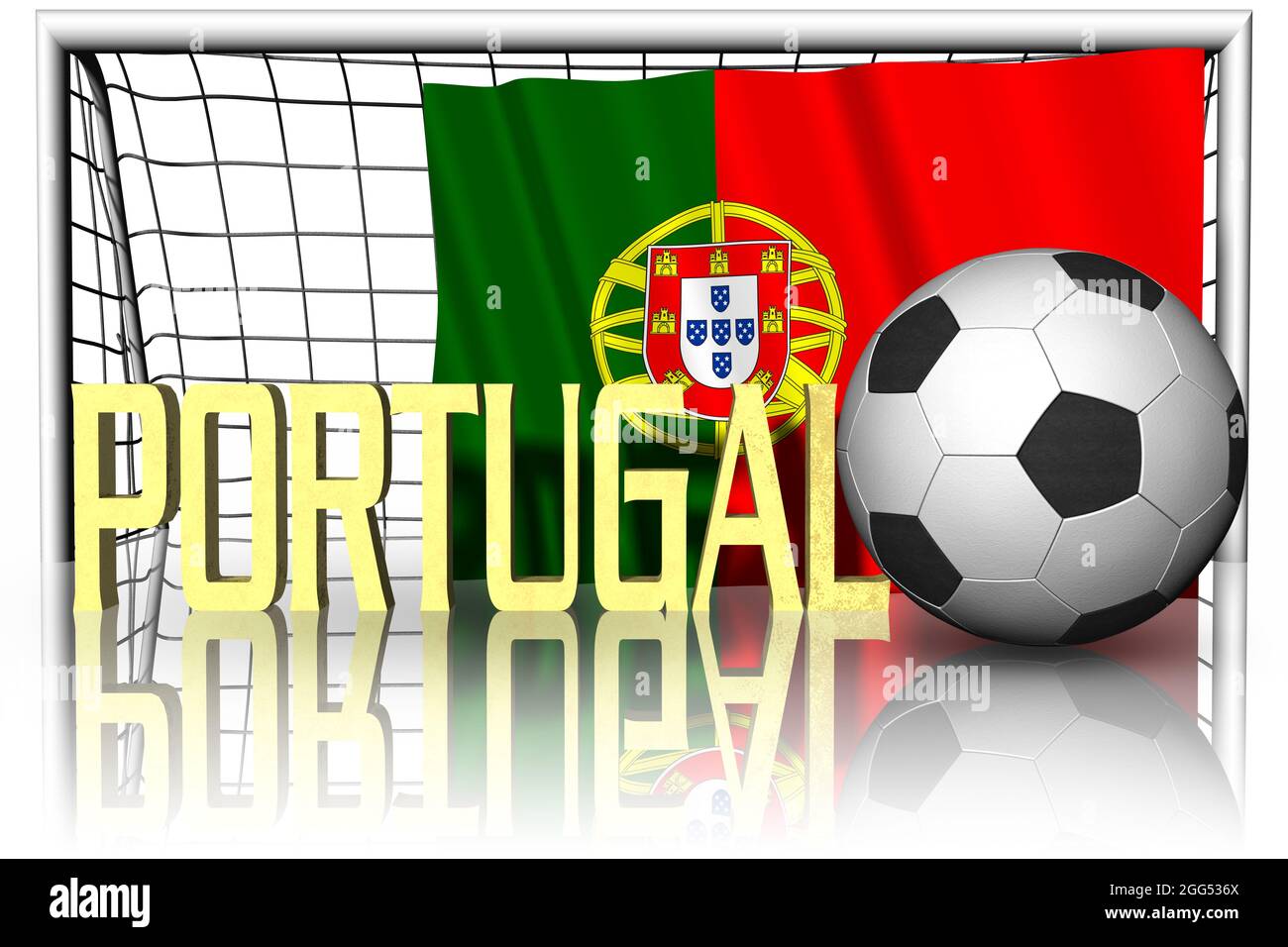 Portugal. Drapeau national avec ballon de football au premier plan.  Football sportif - Illustration 3D Photo Stock - Alamy