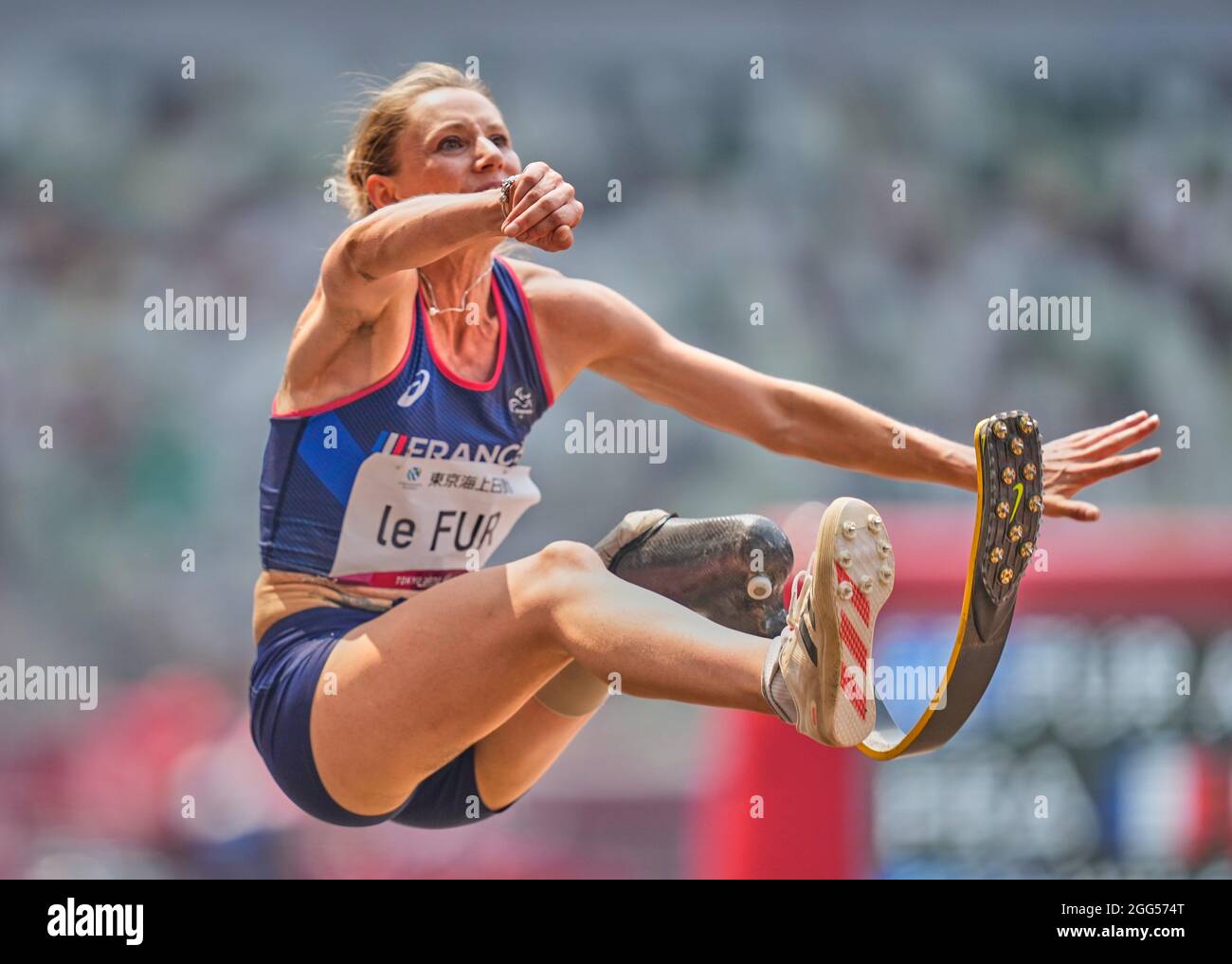 28 août 2021 : Marie-Amélie le fur de France au saut à la longue pendant l'athlétisme aux Jeux paralympiques de Tokyo, au stade olympique de Tokyo, à Tokyo, au Japon. Prix Kim/CSM Banque D'Images