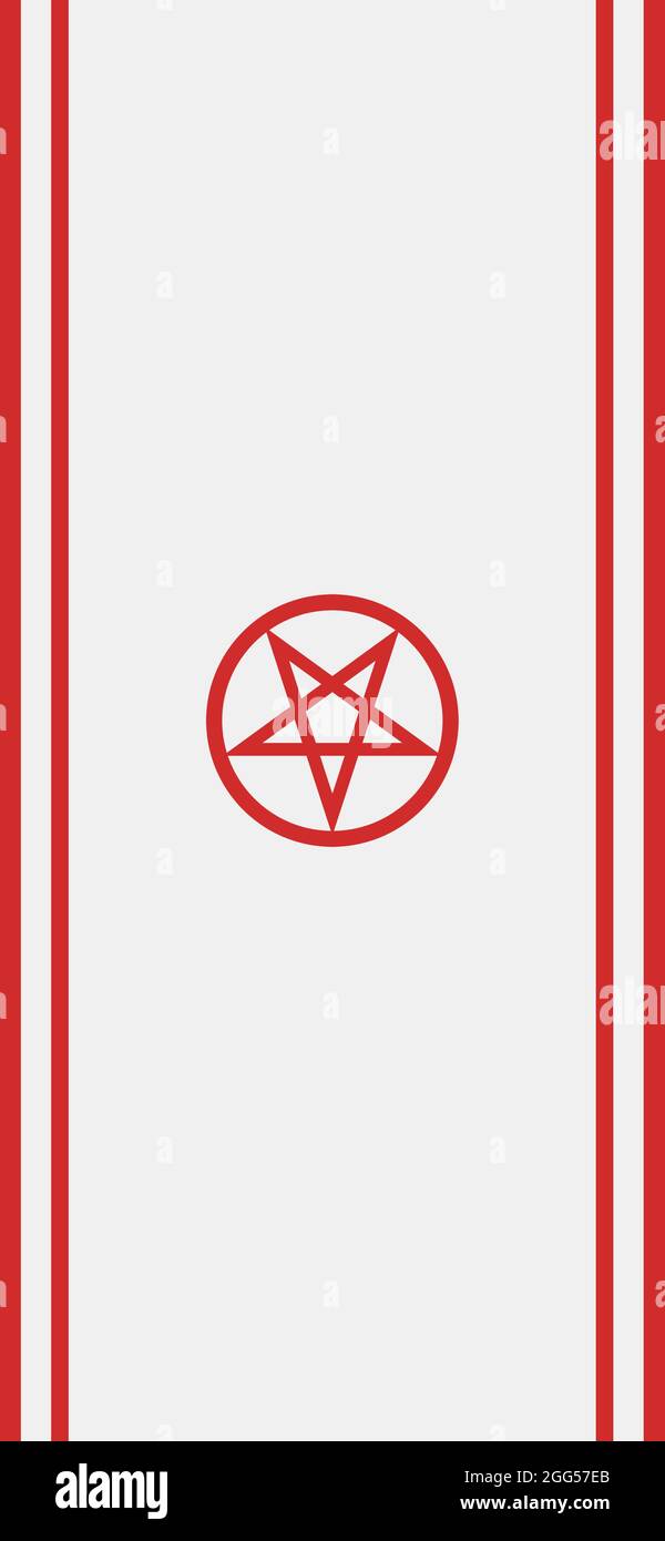 Pentagramme satanique et lignes rouges. Arrière-plan blanc Banque D'Images