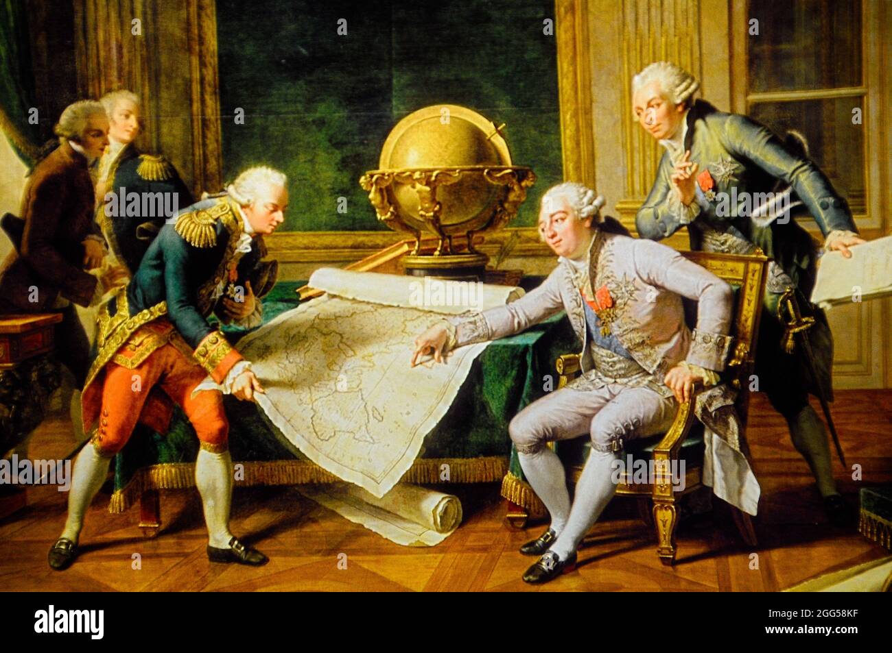 FRANCE. RÉGION BRETAGNE. MORBIHAN (56) LORIENT, CITÉ DE LA VOILE ERIC TABARLY (CENTRE D'EXPOSITION VOILIER) LOUIS XVI DONNANT DES INSTRUCTIONS À LA CAPTAI Banque D'Images