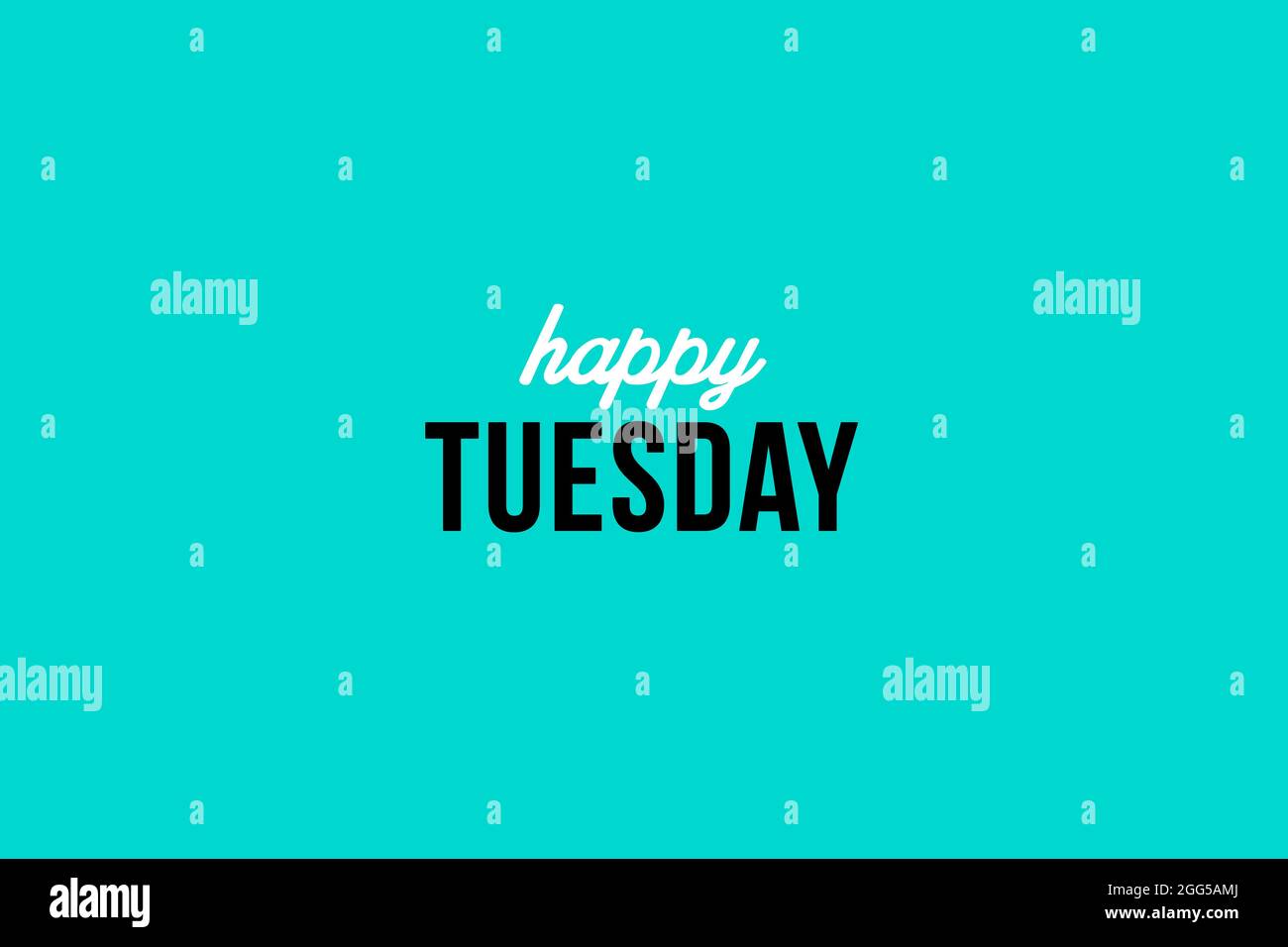 Bon Tuesay. Jour de la semaine. Jour calendaire hebdomadaire sur fond bleu, affiche ou bannière. Citation inspirante Banque D'Images