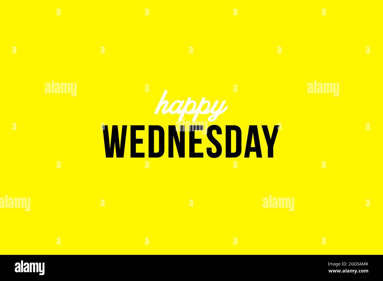 Heureux Mercredi Jour De La Semaine Jour Calendaire Hebdomadaire Sur Fond Jaune Affiche Ou Banniere Citation Inspirante Photo Stock Alamy
