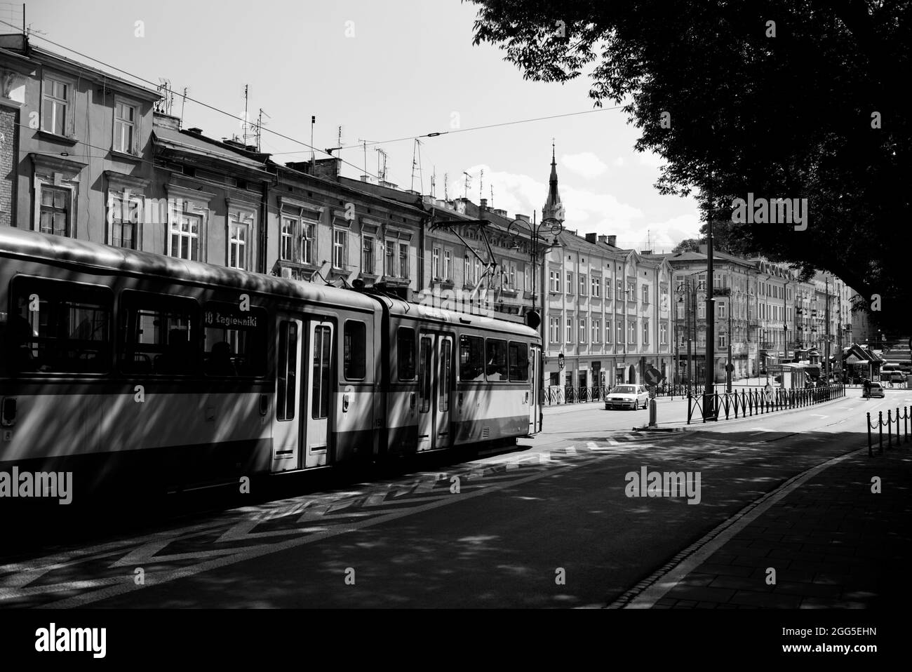 Podgorze, tramway de Cracovie Banque D'Images