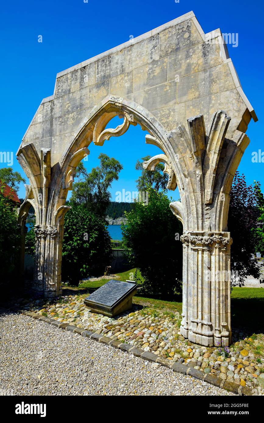 Le reste de la partie gothique du monastère de l'Abbaye, construit en 1326. Canton de Vaud dans la Vallée de Joux. Suisse. Banque D'Images