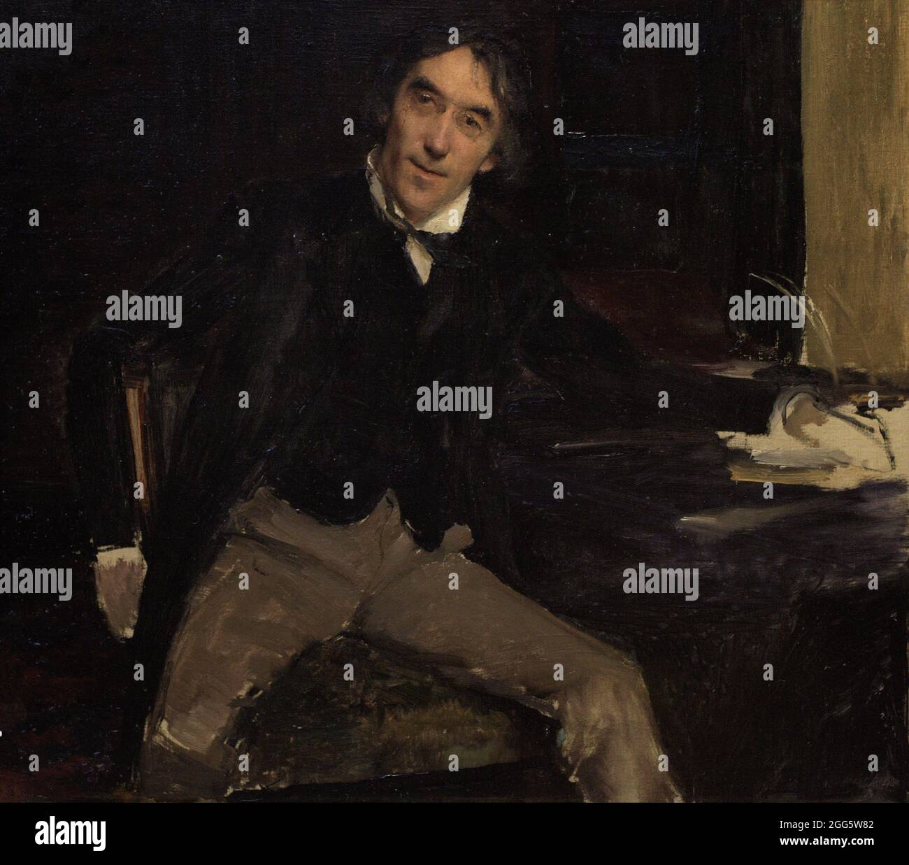Sir Henry Irving (1838-1905). Acteur de théâtre anglais. Premier acteur à être fait chevalier pour des services à la scène (1895). Portrait de Jules Bastien-Lepage (1848-1884). Huile sur toile (46 x 47,5 cm), 1880. Galerie nationale de portraits. Londres, Angleterre, Royaume-Uni. Banque D'Images
