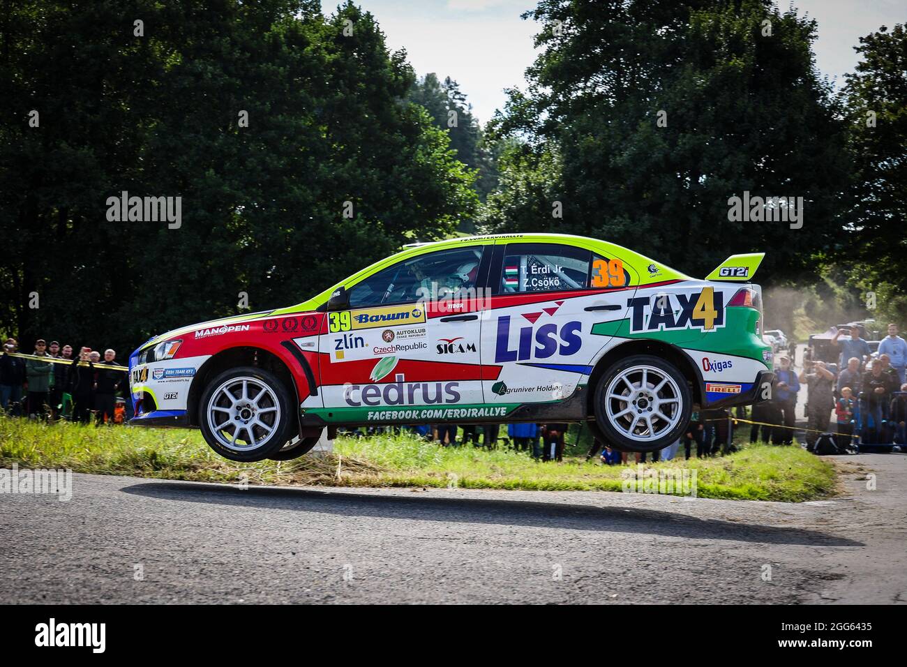 39 Erdi TIBOR Jun (HUN), Zoltan CSOKO (HUN), Mitsubishi lancer Evo X, équipe Erdi, action pendant le rallye européen 2021 ERC Barum Rally, du 27 au 29 août, à Zlin, République Tchèque - photo Jorge Cunha / DPPI Banque D'Images