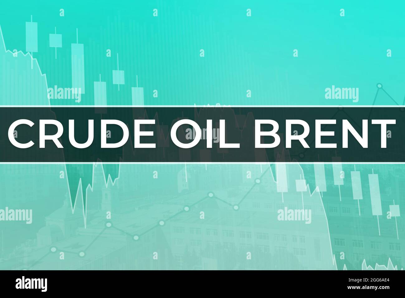 Évolution des prix du pétrole brut à terme Brent dans le monde sur fond financier bleu de la ville, graphiques, graphiques, piliers, bougies. Tendance vers le haut et vers le bas, plat. 3D Banque D'Images