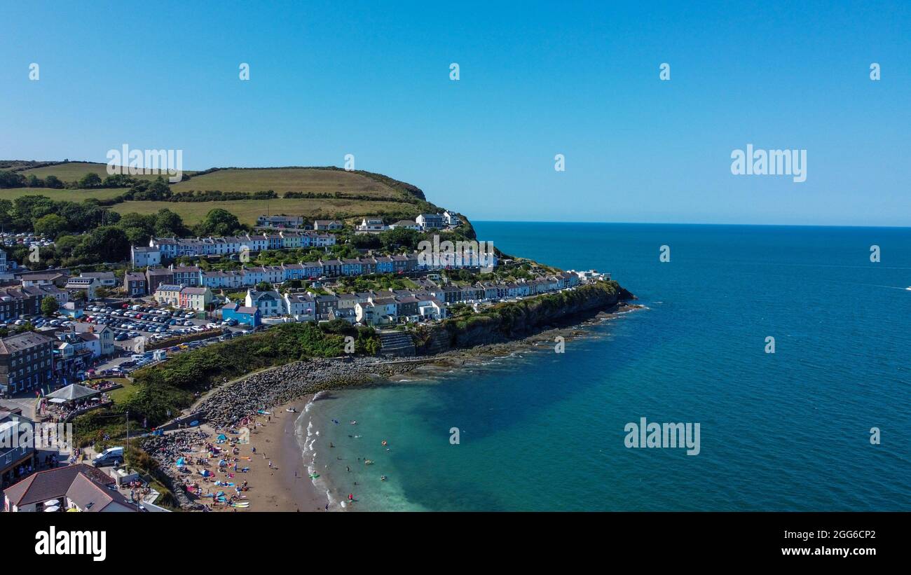 Les belles villes côtières gallois depuis les airs via Drone métrage Banque D'Images