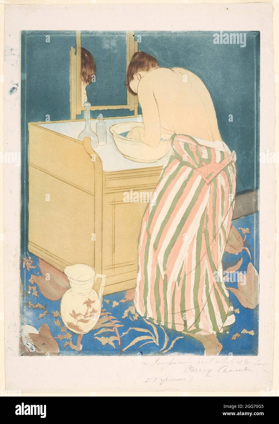 Femme bain 1890–91 par Mary Cassatt Banque D'Images
