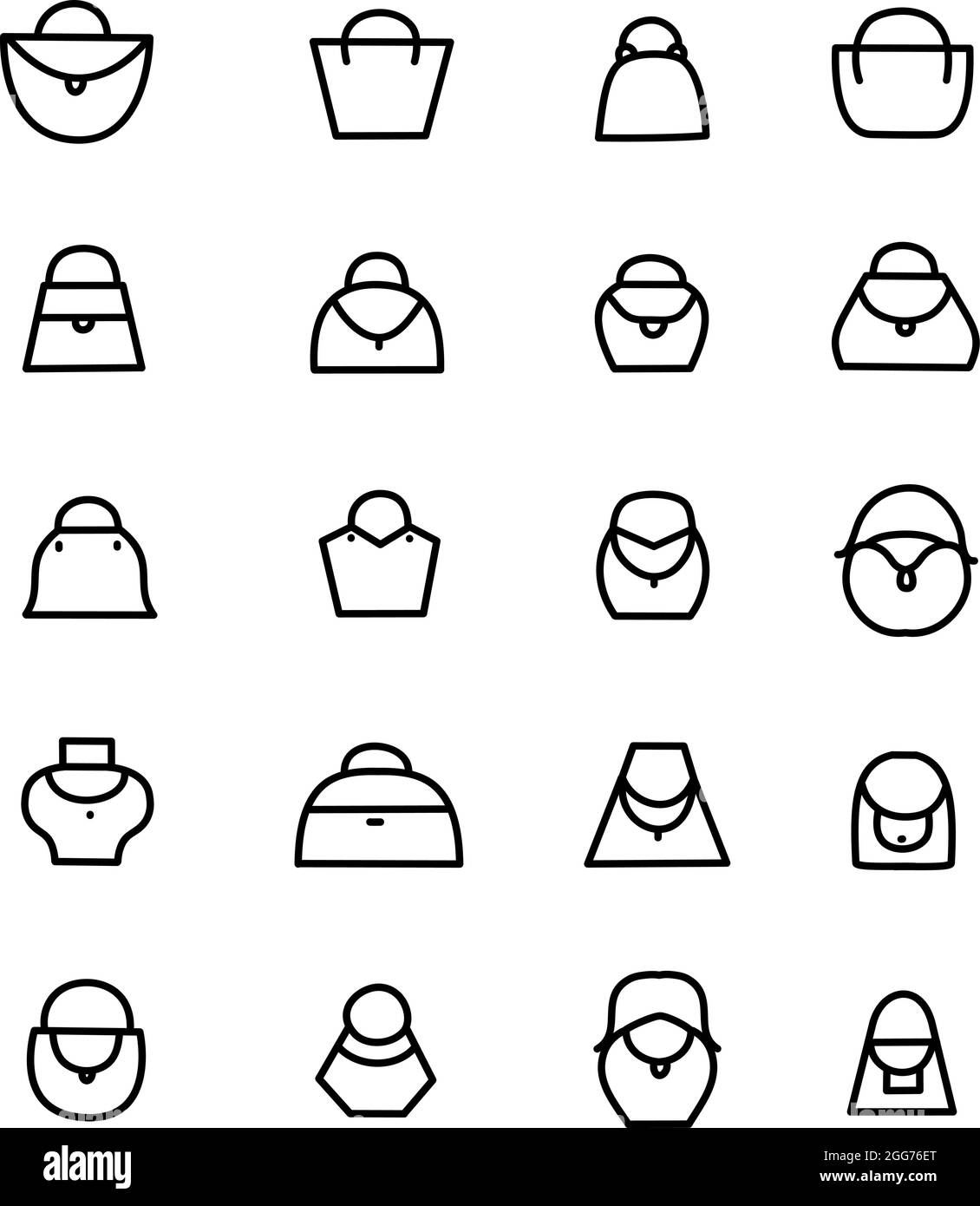 Types de sacs à main, illustration d'icône, vecteur sur fond blanc Illustration de Vecteur