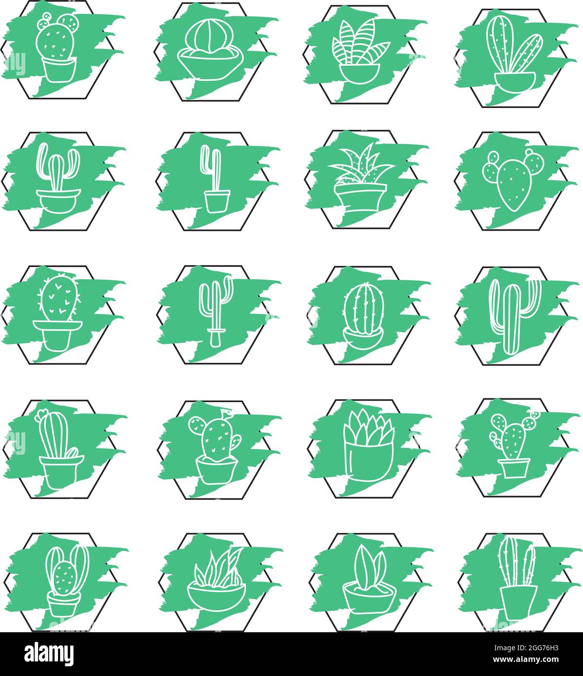 Divers types de cactus dans un pot, illustration d'icône, vecteur sur fond blanc Illustration de Vecteur