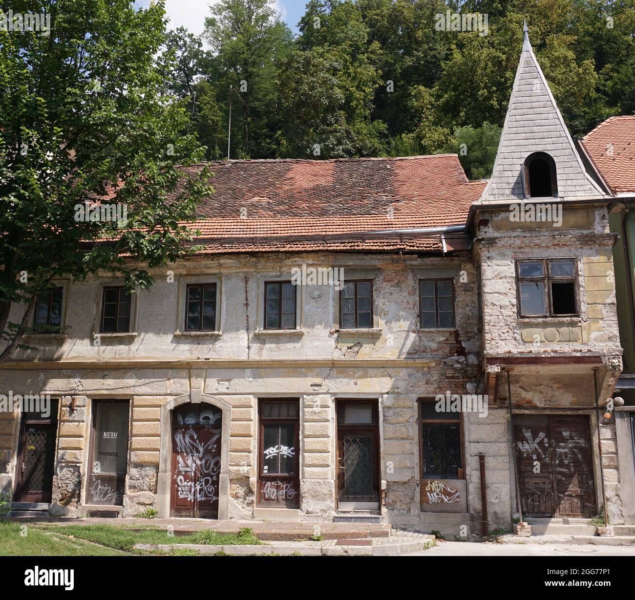 Maison abandonnée à Ljubljana, Slovénie 2020 Banque D'Images