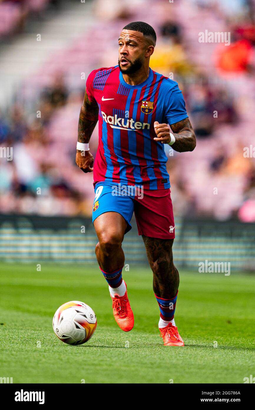 Barcelone, Espagne. 29 août 2021. Memphis Delay (FC Barcelone), lors du match de football de la Liga entre le FC Barcelone et Getafe CF, au Camp Nou Stadium de Barcelone, Espagne, le 29 août 2021. Foto: SIU Wu crédit: dpa/Alay Live News Banque D'Images