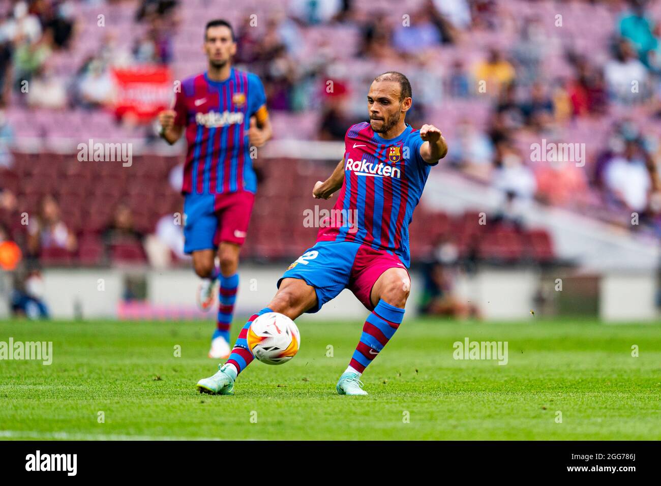 Barcelone, Espagne. 29 août 2021. Braithwaite (FC Barcelone), lors du match de football de la Liga entre le FC Barcelone et Getafe CF, au stade Camp Nou à Barcelone, Espagne, le 29 août 2021. Foto: SIU Wu crédit: dpa/Alay Live News Banque D'Images