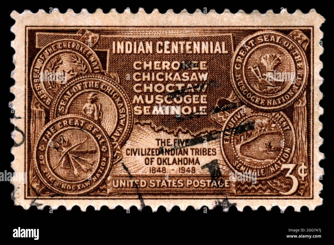 Timbre-poste Indian Forced March Centennial. Banque D'Images