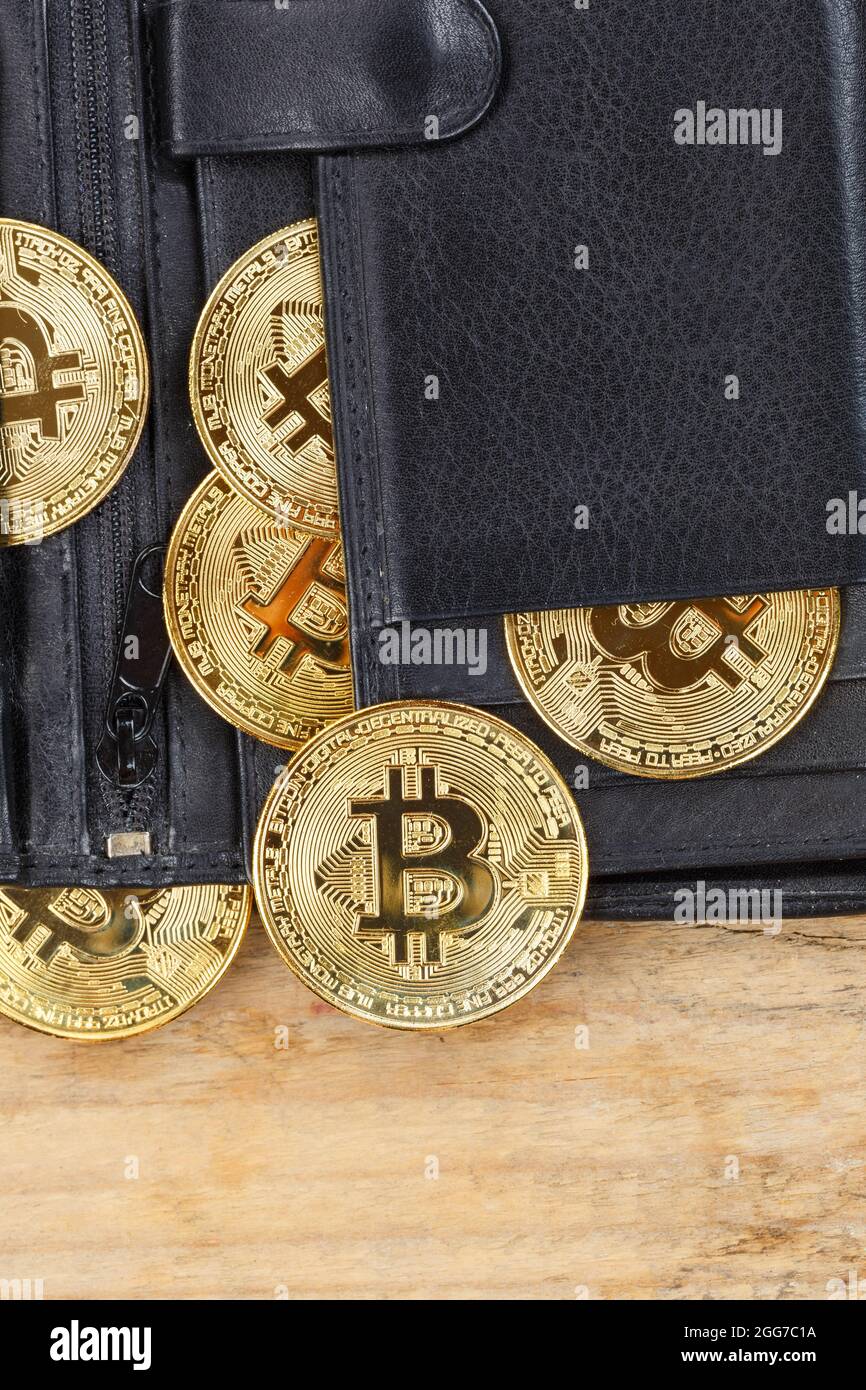 Bitcoin dans un portefeuille crypto monnaie payer en ligne payer de  l'argent numérique crypto-monnaie entreprise finance portrait format bit  coin Photo Stock - Alamy