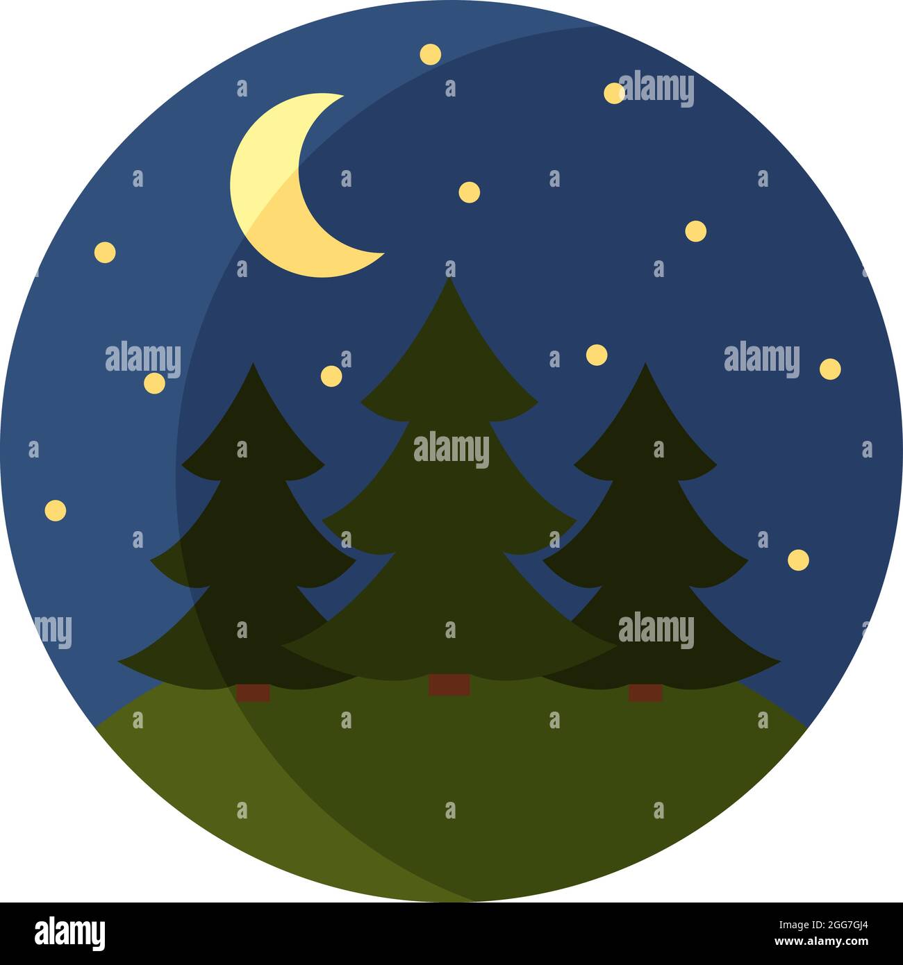 Forêt de conifères la nuit, illustration d'icône, vecteur sur fond blanc Illustration de Vecteur