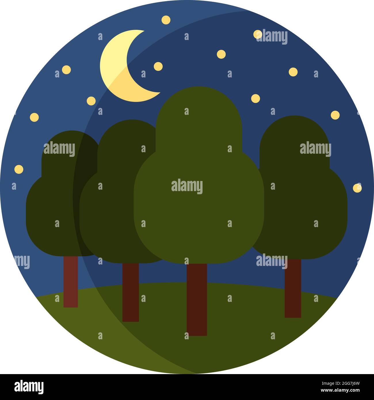 Forêt la nuit, illustration d'icône, vecteur sur fond blanc Illustration de Vecteur